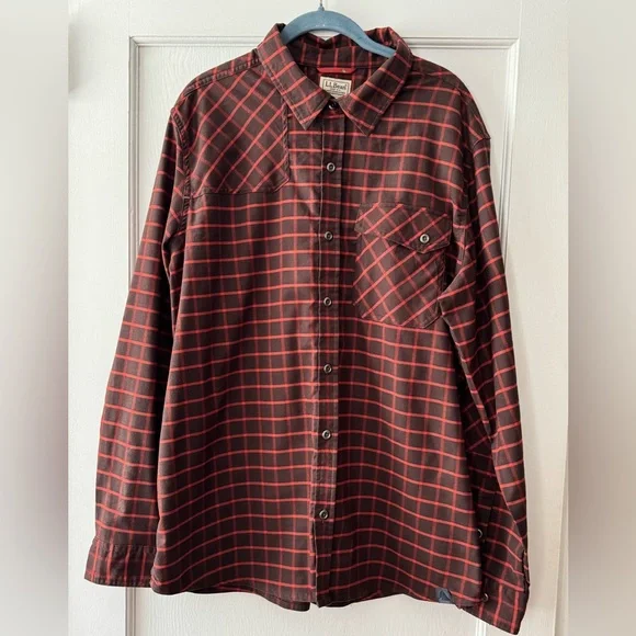 L.L. Bean Men's Casual Red Checkered Shirt Size XL - Picture 2 of 9